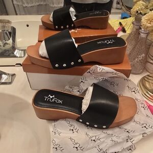 Black and Tan Platform Sandals